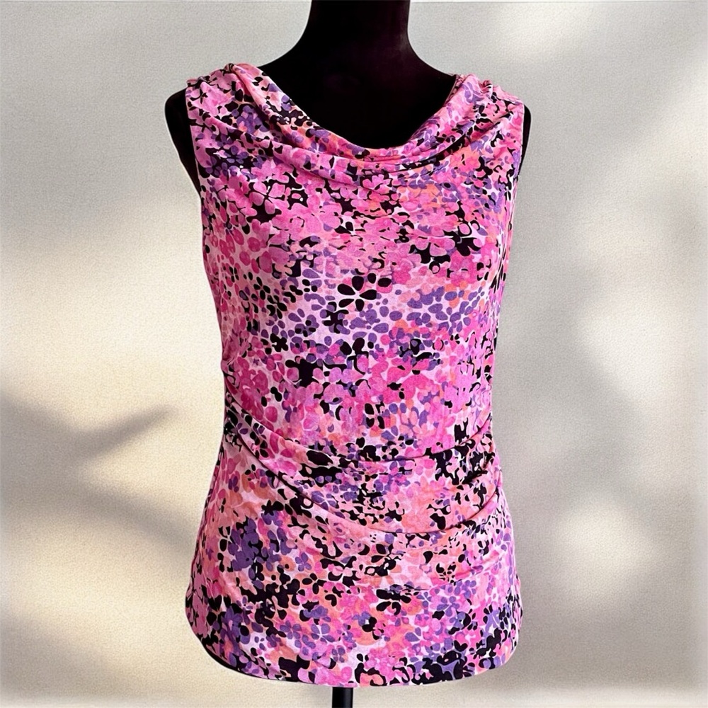 Floral Cowl Neck Sleeveless Top